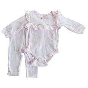 Emily and Oliver 2-Piece Pink Ribbed Set - 6 Months